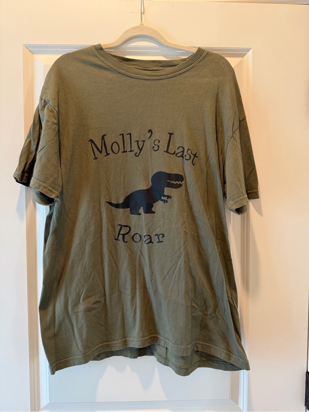 Comfort Colors Olive Green Tee with Dinosaur Graphic